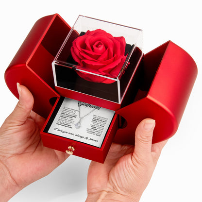 Alluring Beauty Necklace with Red Heart Rose Box